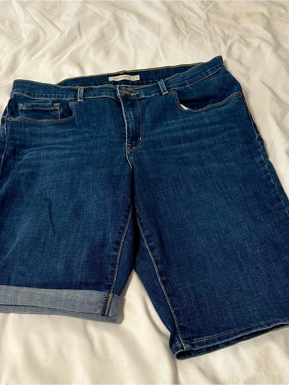 Women’s Boyfriend Denim Bermuda Shorts — Dark Blue